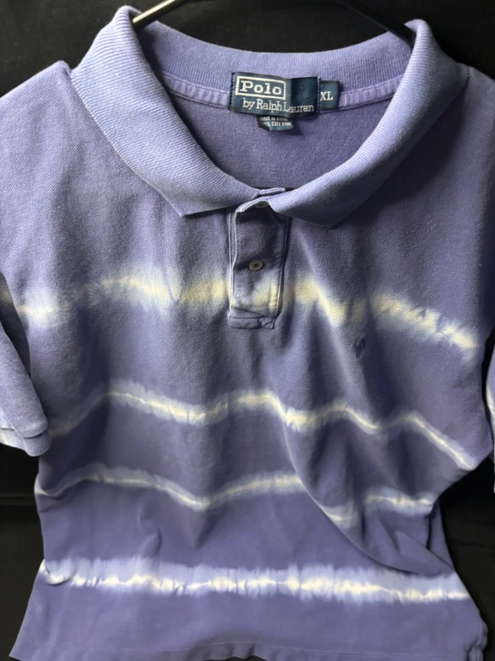 Polo Ralph Lauren XL Purple Tie Dye Polo Shirt Custom Bleach Dyed Cotton.